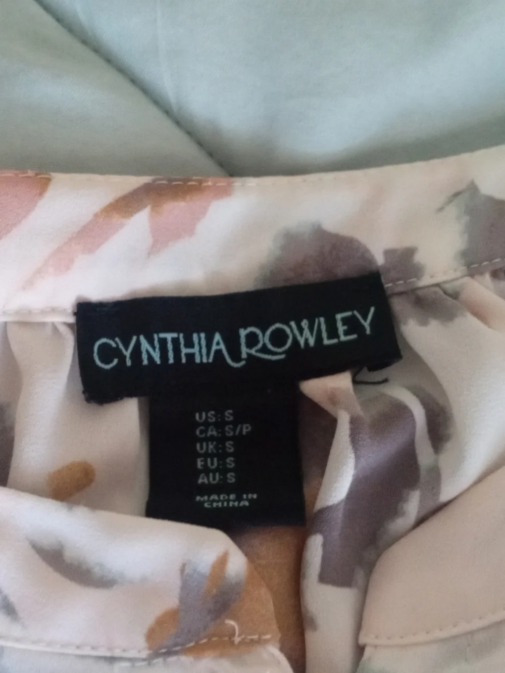Cynthia Rowley Cream Floral Print Long Sleeve Blouse S - Picture 3 of 11
